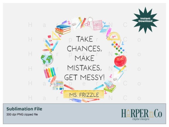 Ms. Fizzle Teacher Wreath Sublimation PNG: A Creative, Versatile Digital Resource for Educators and Crafters