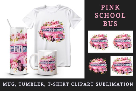 School Bus Tumbler, Mug Wrap, Clipart: Cute, Ready-to-Use Back-to-School Designs for Creators & Educators