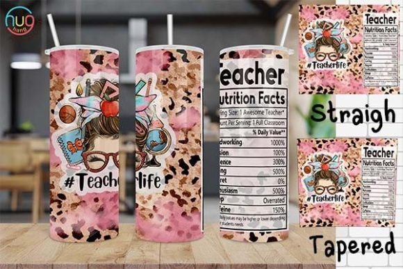 Teacher Nutrition Facts Leopard Tumbler